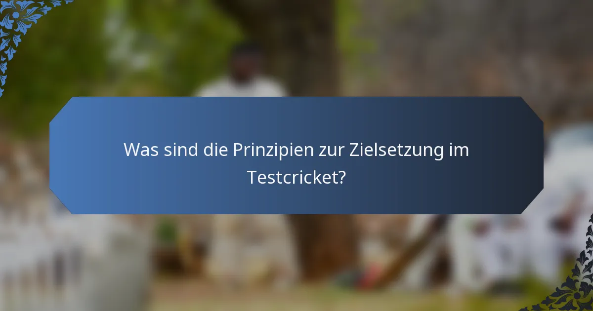 Was sind die Prinzipien zur Zielsetzung im Testcricket?