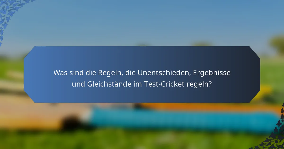 Was sind die Regeln, die Unentschieden, Ergebnisse und Gleichstände im Test-Cricket regeln?