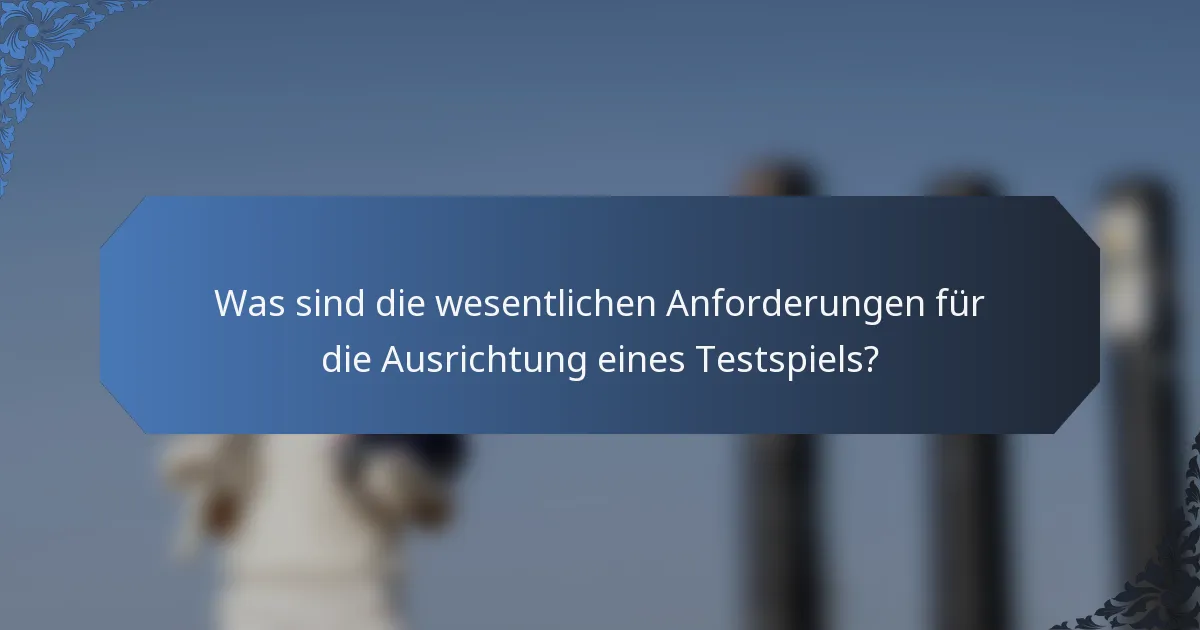 Was sind die wesentlichen Anforderungen für die Ausrichtung eines Testspiels?