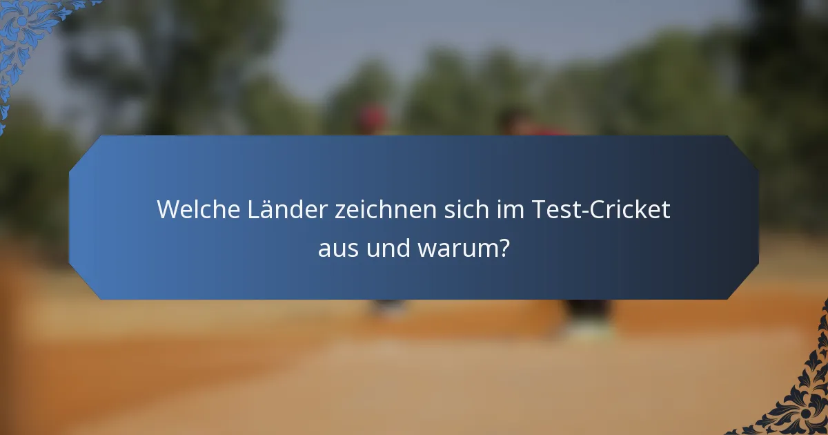 Welche Länder zeichnen sich im Test-Cricket aus und warum?
