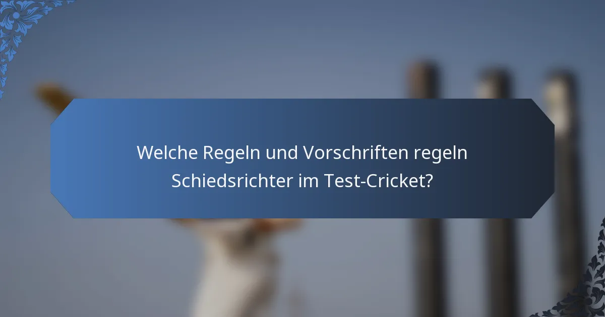 Welche Regeln und Vorschriften regeln Schiedsrichter im Test-Cricket?