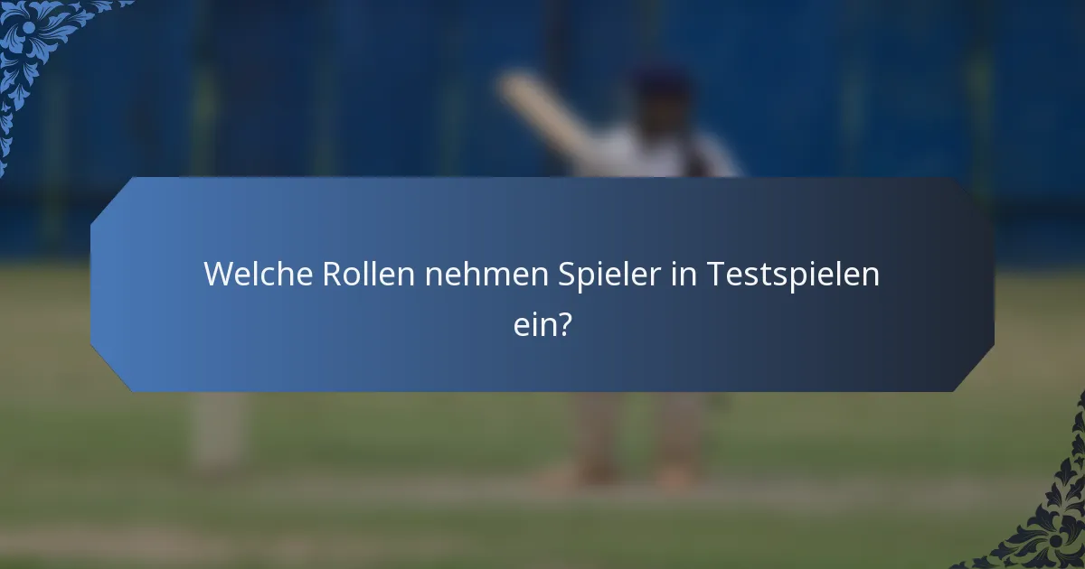 Welche Rollen nehmen Spieler in Testspielen ein?