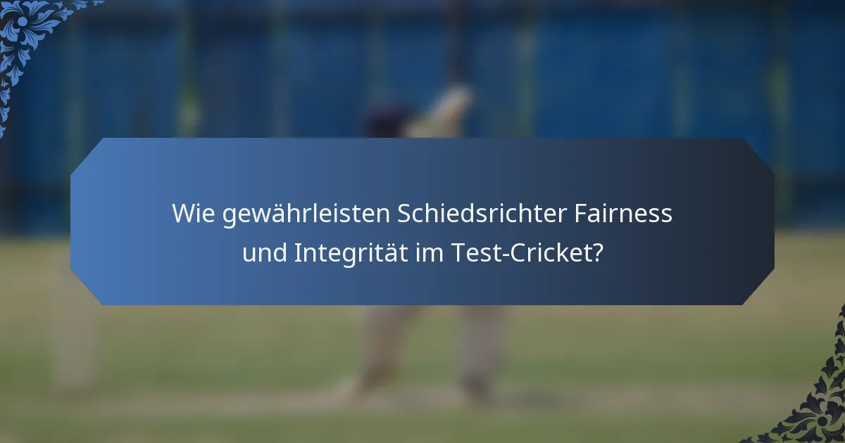Wie gewährleisten Schiedsrichter Fairness und Integrität im Test-Cricket?